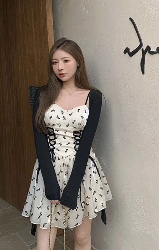 [huazi] French color matching suspender short dress ys2-903# JJ