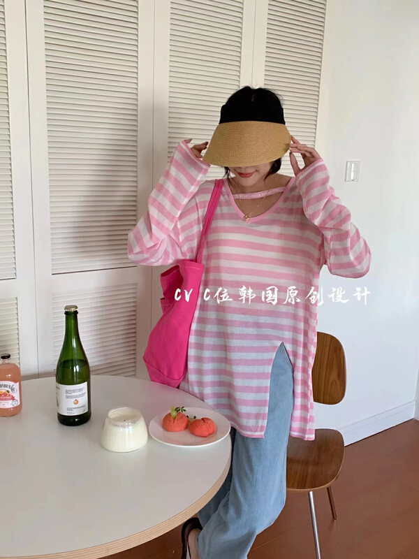 [miss fit lady] breathable loose Korean striped sweater 8885# XYY