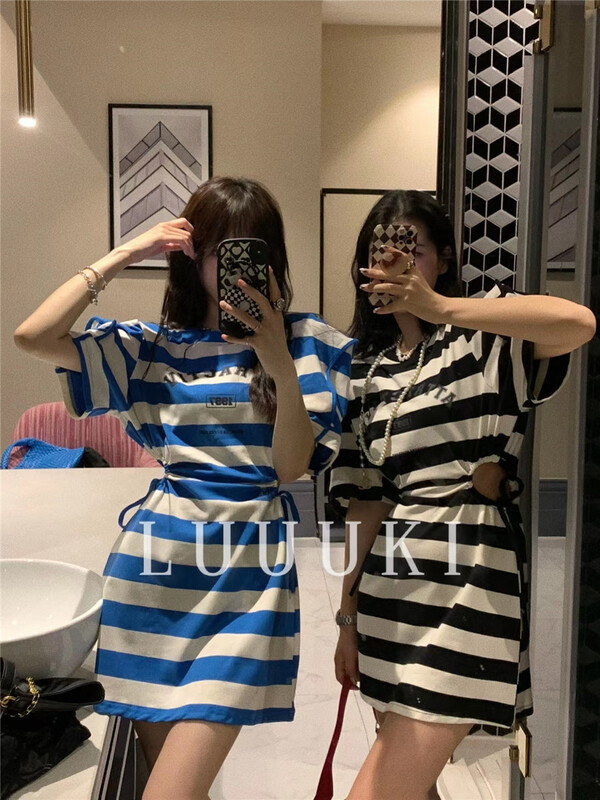 [luuki] striped back hollowed out dress (skirt only) 26009# ozq