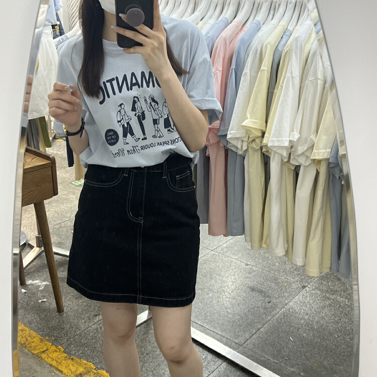 [Li Bai] round neck versatile print short sleeve T-shirt 2825-2# ll