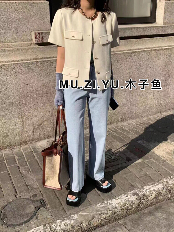 New in early summer! [muziyu] xiaoxiangfeng short sleeve button short coat 5906# XYY