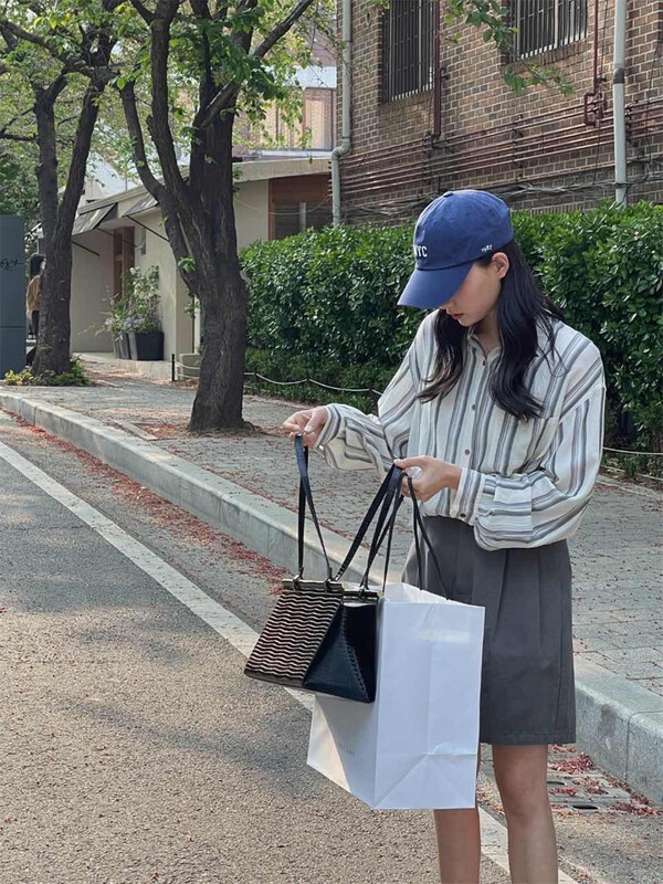 [acme group] Korean stripe loose single breasted sunscreen shirt 1389# CLS