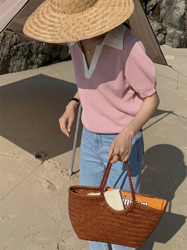 New in early summer! [about me] loose Polo neck design sweater 219022# cqw