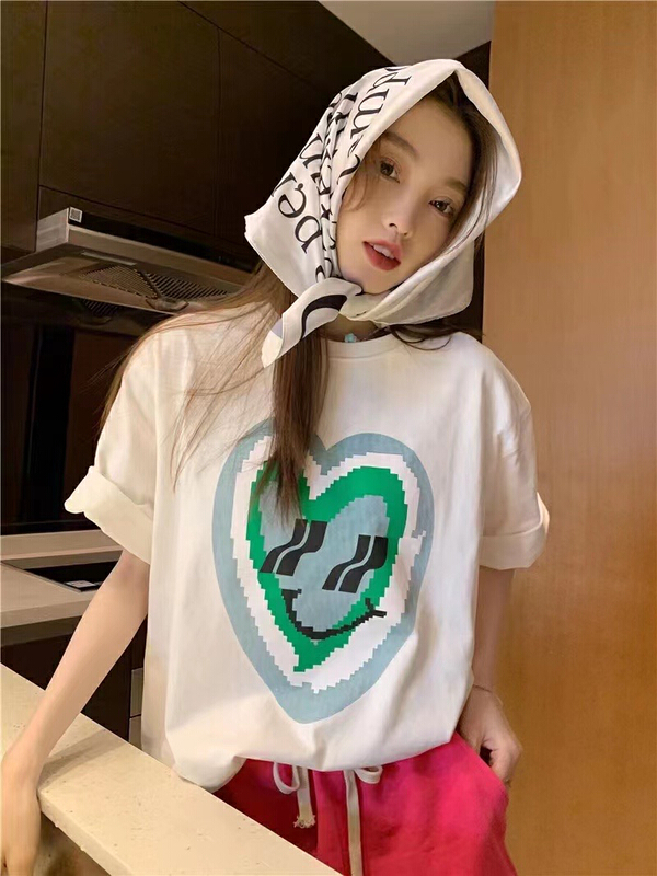 [j.2] Love Print versatile short sleeve T-shirt 4565# LSW