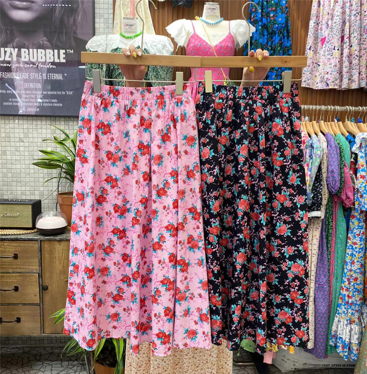 [suzybubble] elegant floral A-line skirt 228-1# WPL