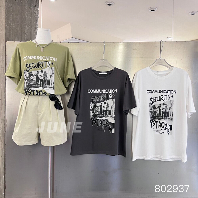 [June] American retro print short sleeve T-shirt 802937# XYY