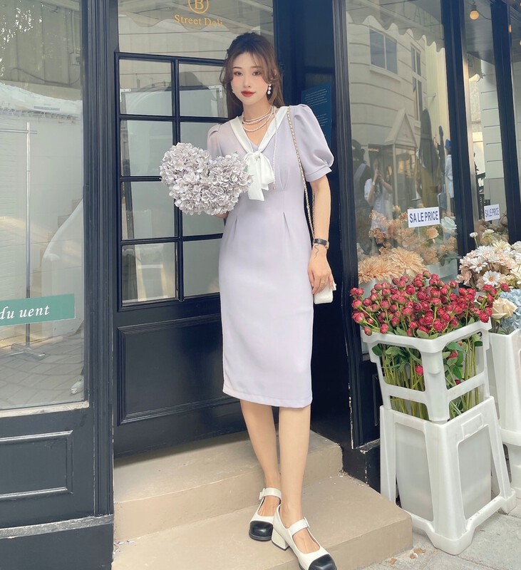 [J2. J1wg] Korean style lace up waist dress 22095# cqw