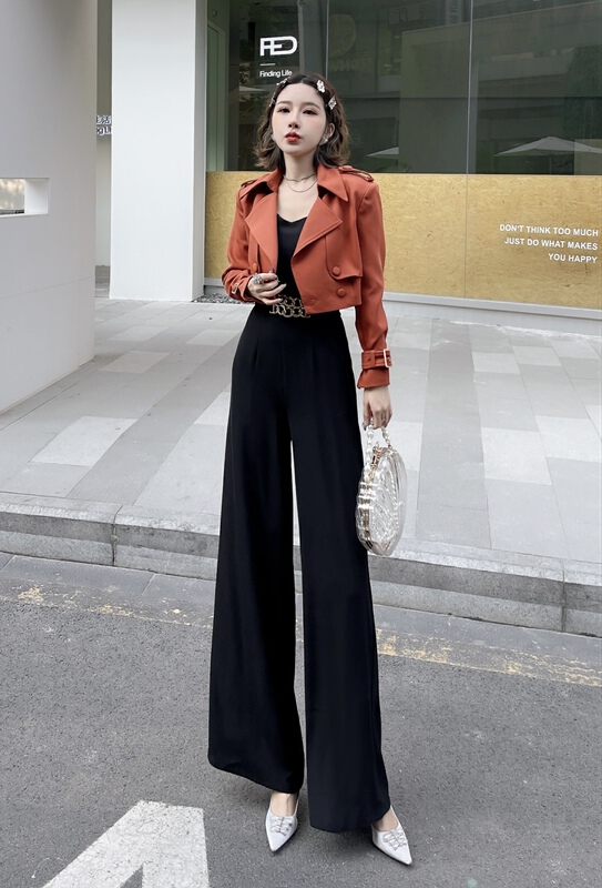 New year in early spring! [Milan] minority short jacket + high waist loose casual pants set 60612# JJ