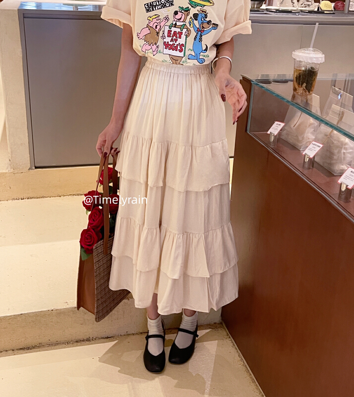 New year in early spring! [timely rain] Korean fashion sweet loose slim high waist skirt (only selling skirt) a0265# jhy