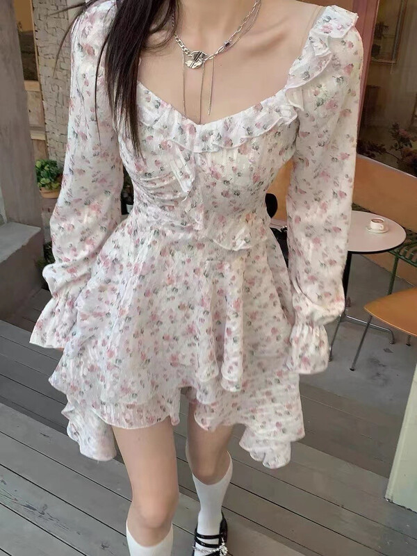 New year in early spring! [tangtangjia] Korean Floral Chiffon Dress 2778\pcz