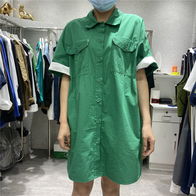 [starting point] lady single breasted color matching dress 7968# L