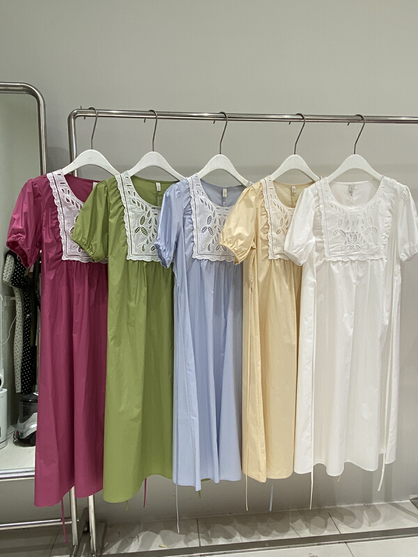 [chocolate] Korean round neck loose dress (with belt) 21020# ll