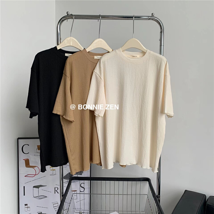 New in early summer! [Bonnie] simple round neck solid short sleeve T-shirt 2217# XYJ