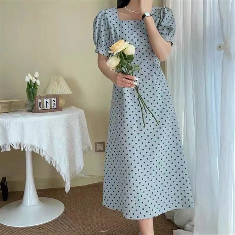 [Hebe] square neck wave point fashion dress 920# XYJ