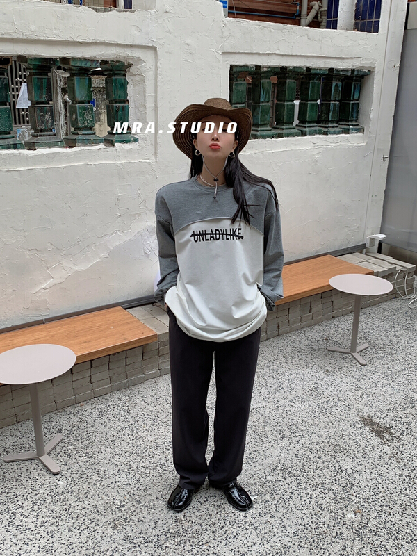 goods in stock! New year in early spring! [MRA] niche design stitched loose fitting fake two-piece sweater j2119\zxl