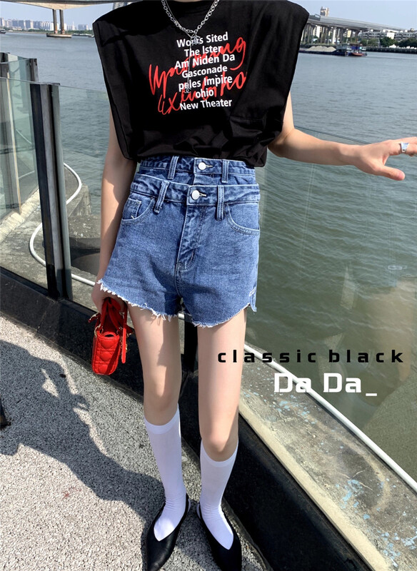 [dada] double waist high waist design slim denim shorts 7102# zxl
