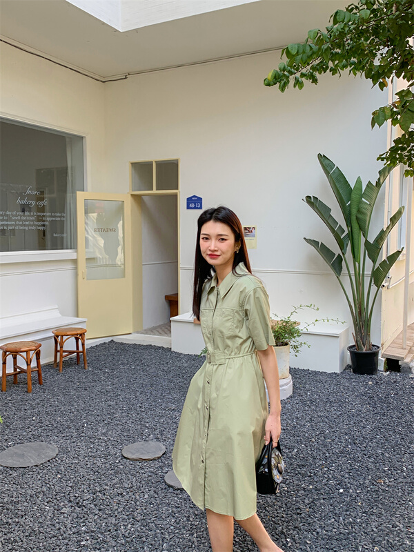 New in early summer! [woo woo shop] fashion temperament waist closing dress 32831# WPL