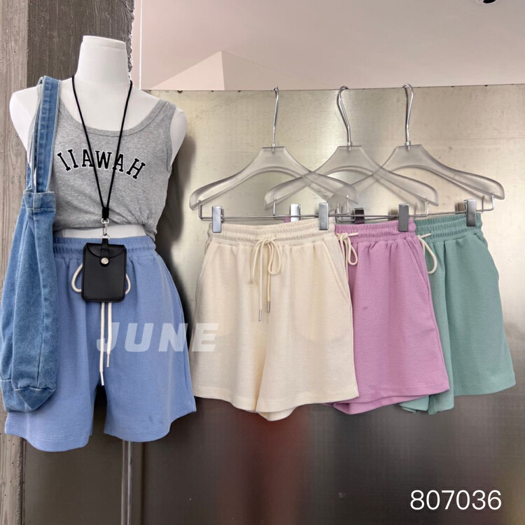 [June] texture, versatile, solid lace up casual shorts 807036# XYY
