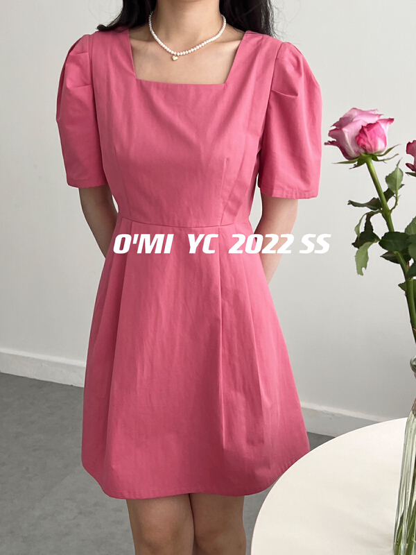[O MI] Korean style square neck short dress ys-7620# HBx