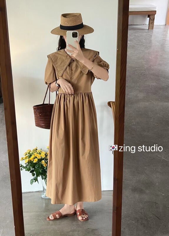[zingstyle] fashionable Navy collar dress w1515# HBx