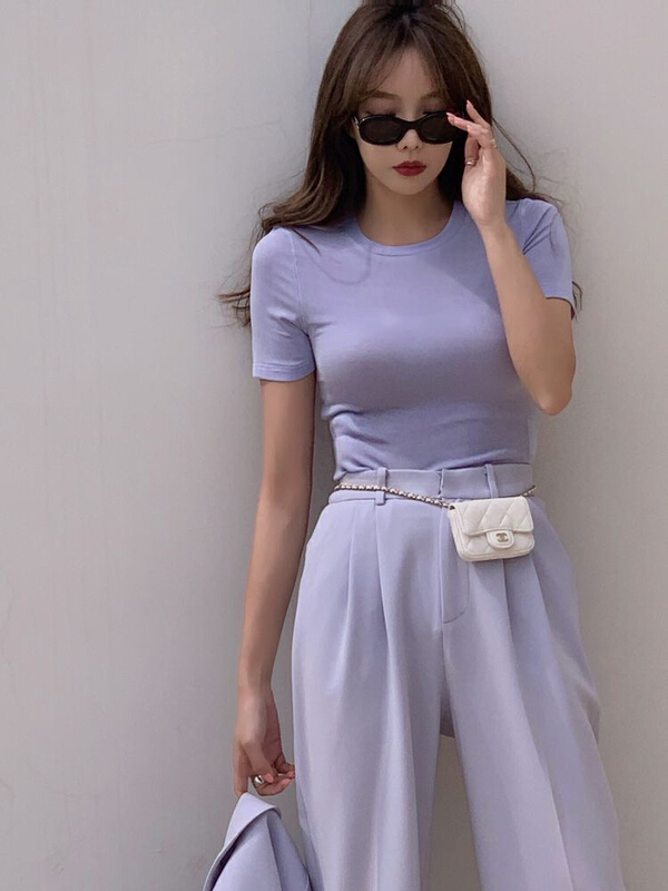 New in early summer! [savage] clean elastic simple short sleeve T-shirt e8050# WPL