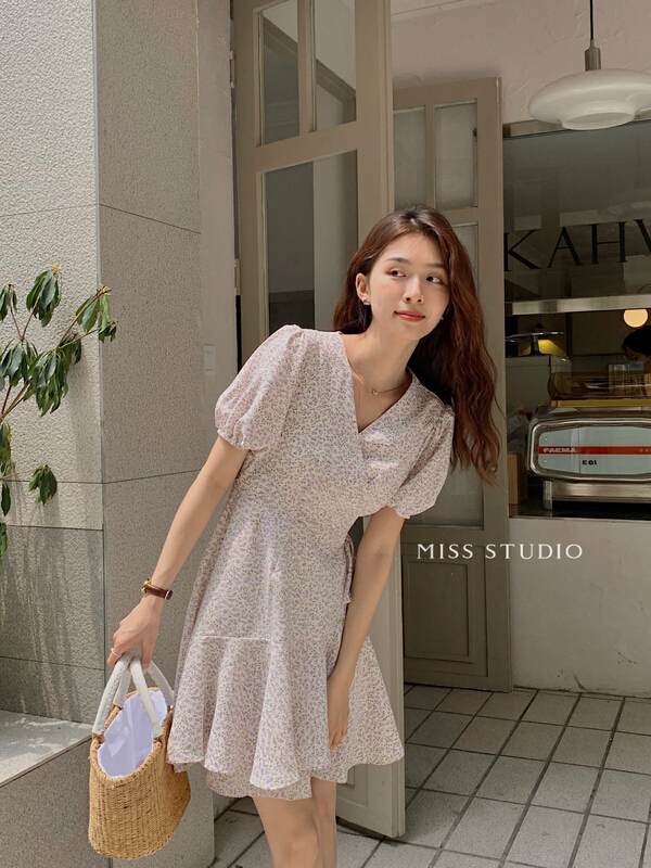 [miss miss miss home] fashion floral lace up dress f2240# zjy