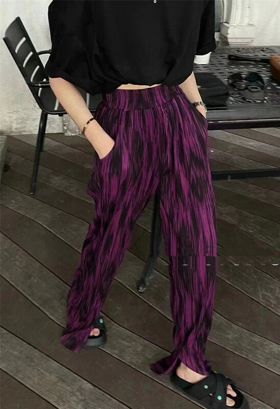 [Yan Zhen] elastic waist tie dyed wide leg casual pants 33570# PCZ