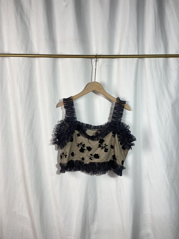New in early summer! [yspy shop] stitched gauze thin Spice Girl vest / sling ys1-833# Cl