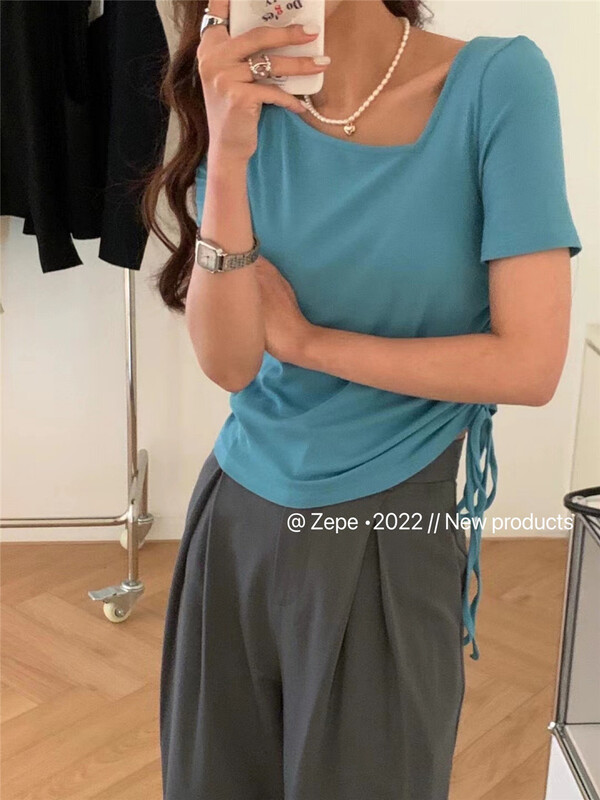 New in early summer! [Ze] slim and slim, drawstring versatile short sleeve T-shirt 8535# ll