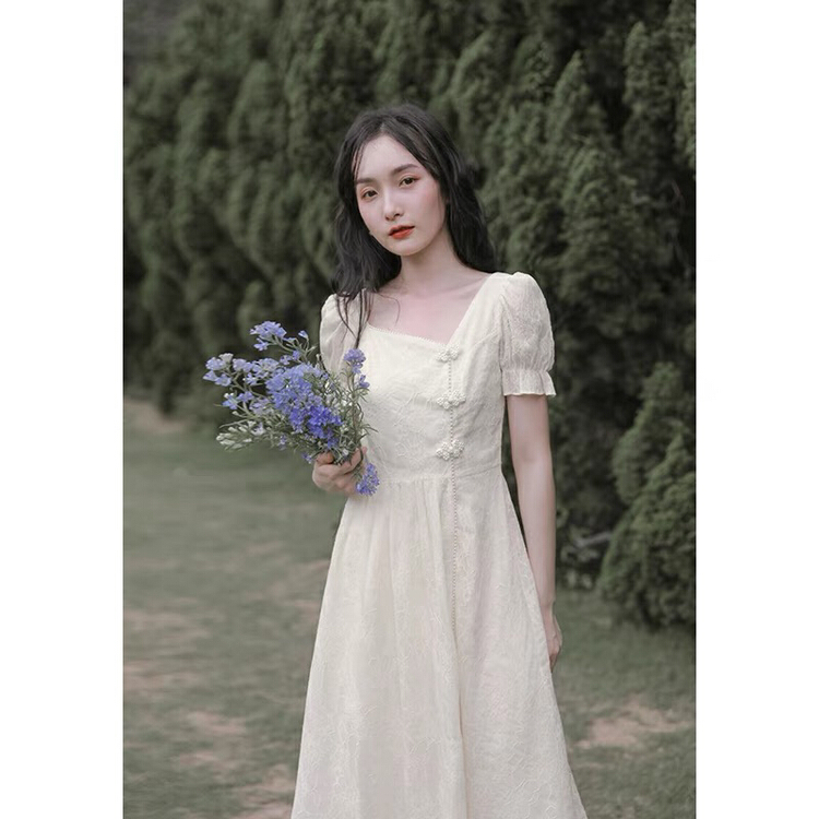 [Huaxi] slim and chic design bubble sleeve dress 8695# PCZ