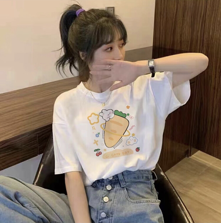 [three thousand gold] Korean casual printed short sleeve T-shirt 00181# ll