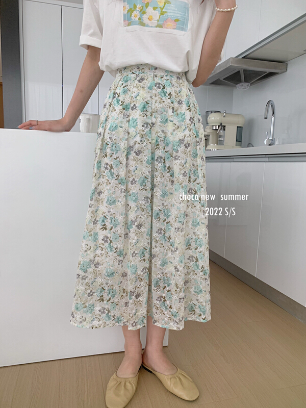 [choco] Korean Style Embroidered Floral medium length skirt 8289# HBx