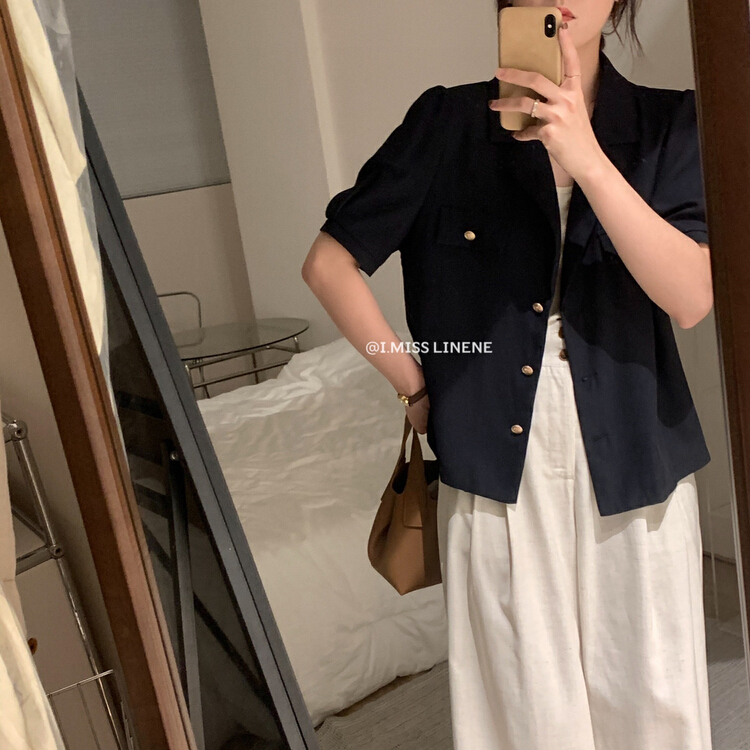 [Imiss] temperament bubble sleeve textured short coat cx9129# LSW
