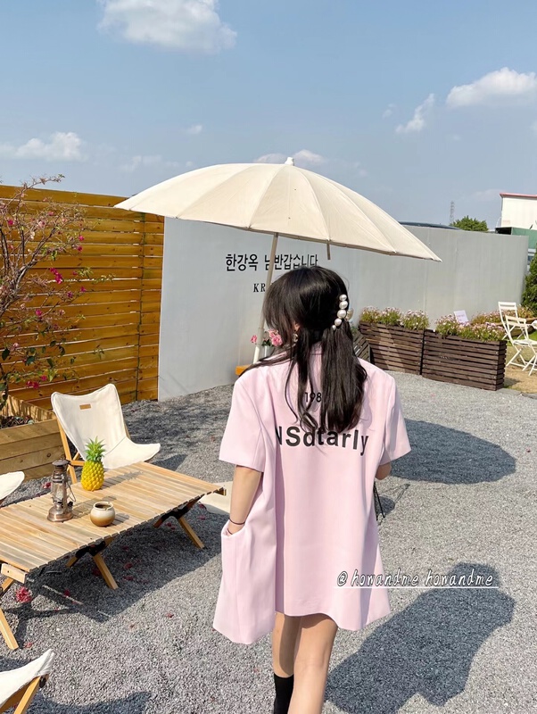 [how and me] letter printed loose fashion suit ys1-8026# LSL