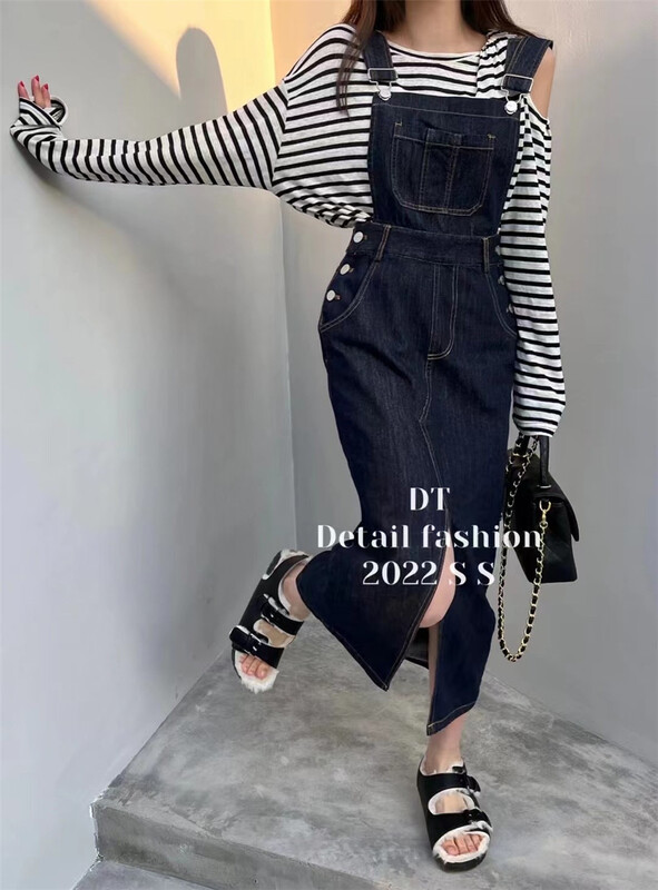 [DT] Korean slit design denim strap skirt (only strap skirt) 9279# lwy