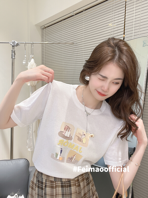 [Feimao (Yimao)] round neck Pullover print short sleeve T-shirt ys1-ym-7587# LSL