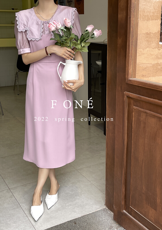[f one] Korean lady large lapel loose dress 66035# WPL