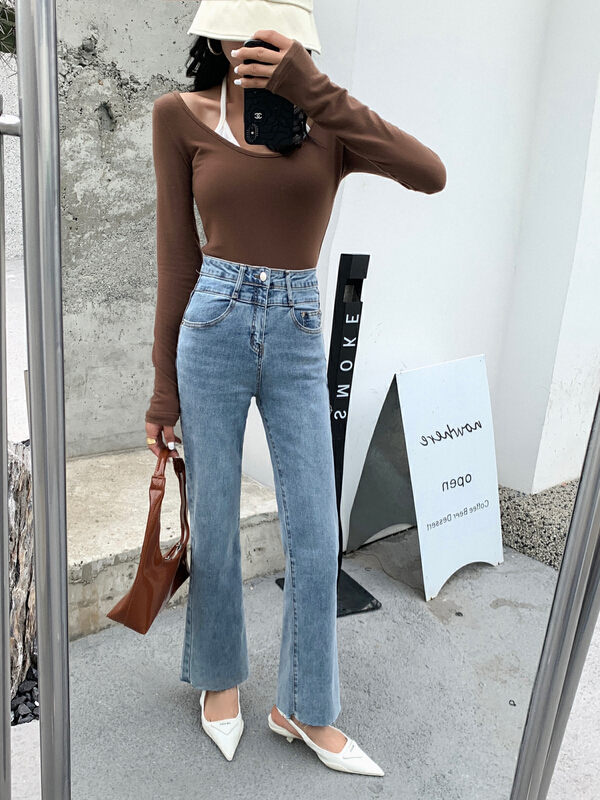 [M +] light blue stretch flare jeans 8765# CLS