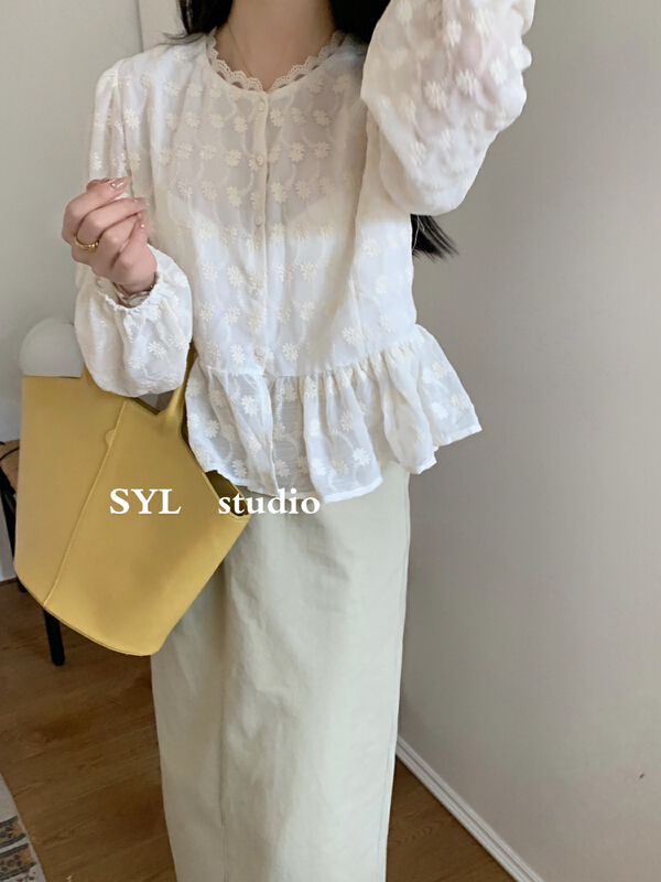 New year in early spring! [SYL] simple solid color versatile shirt 5057# L