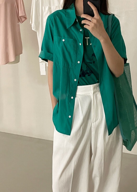 [clean space] Korean simple loose pocket premium shirt 31805# CLS