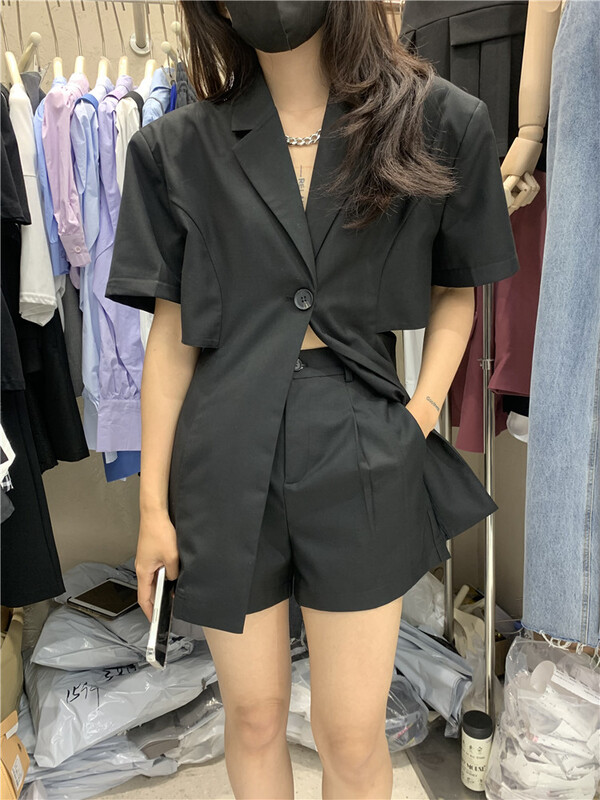[moonlight] suit temperament versatile coat + fashionable simple shorts suit 0424# cqw