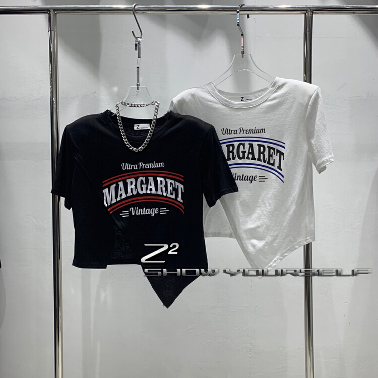 [Z2] irregular print slim fit short sleeve T-shirt 1049# WTT