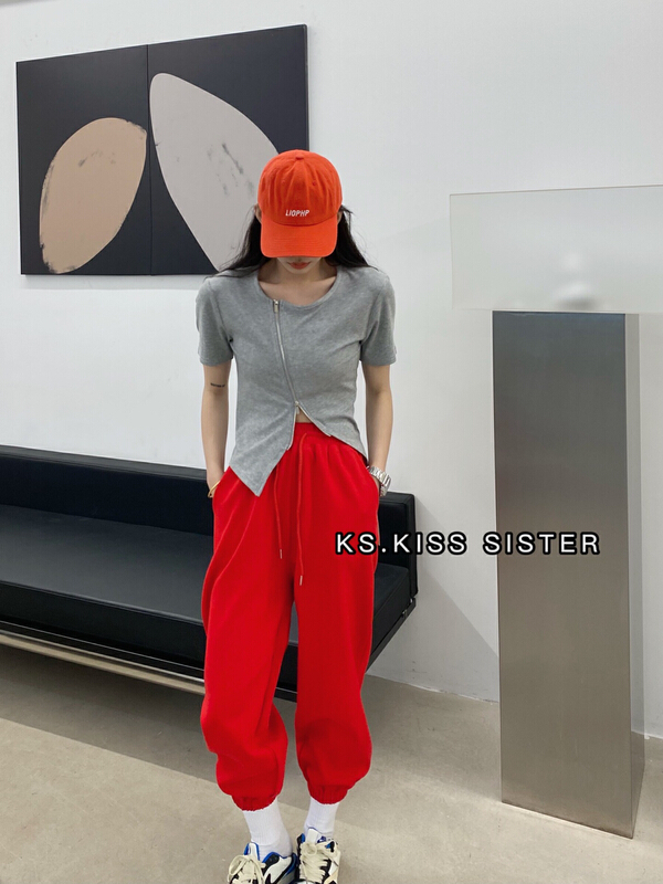 New year in early spring! [KS] slit versatile slim short sleeve T-shirt 22082# ozq