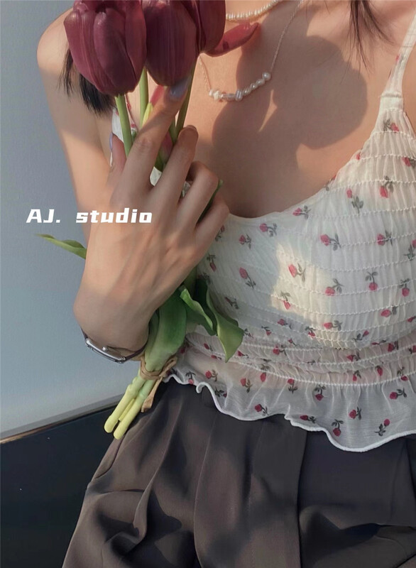 [AJ. Studio] comfortable floral comfort vest / suspender (vest only) 002# ll
