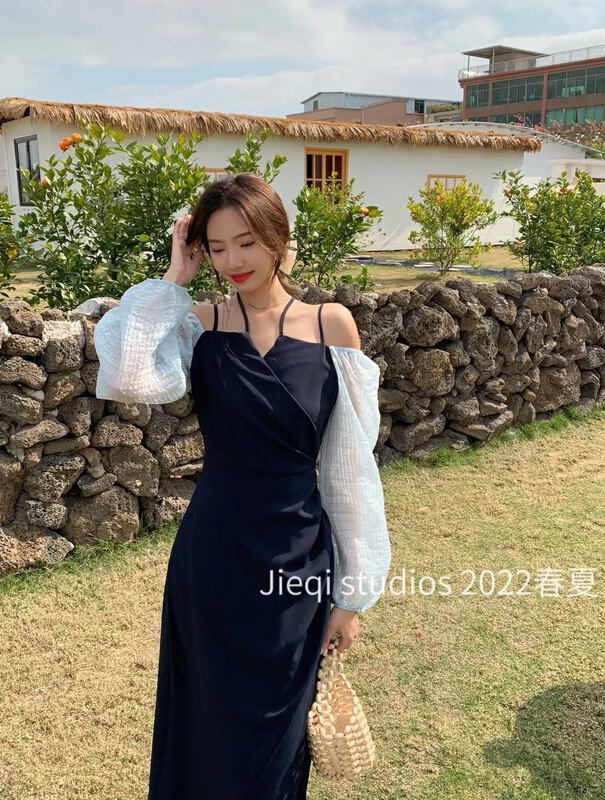 [Jieqi] design sense stitched Pleated Dress 88381# zxx