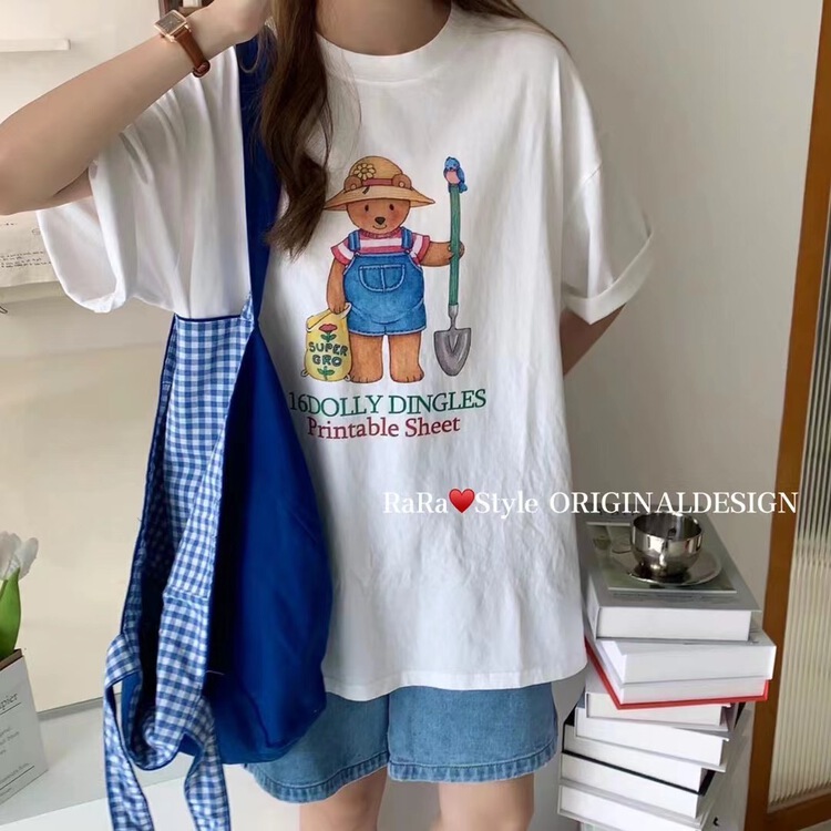 [rara] American bear fashion short sleeve T-shirt 19116-19# LSL