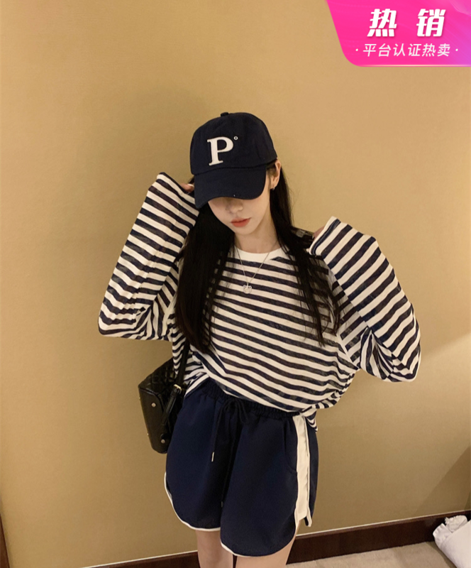 [y.jia Yijia] Korean design loose T-shirt + casual casual Shorts Set ys1-1077
