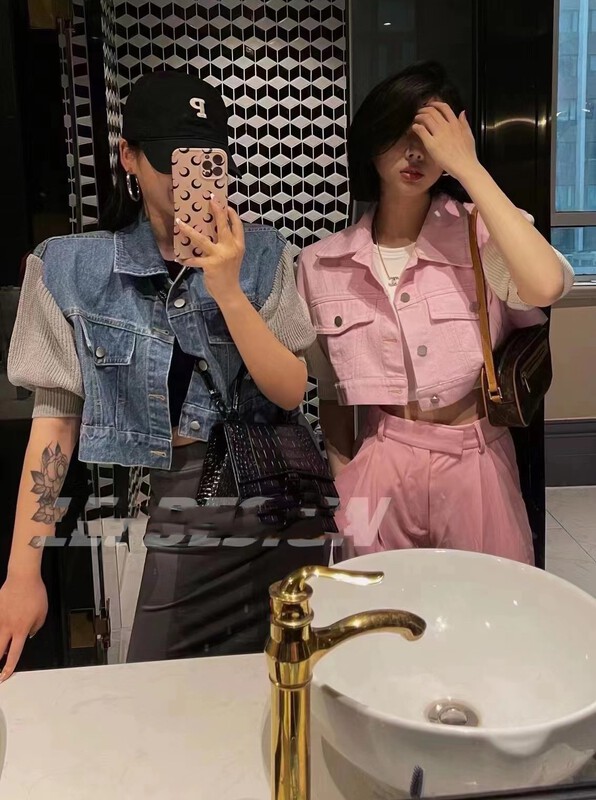 [I do] design sense single breasted fashion denim jacket 8129# cqw