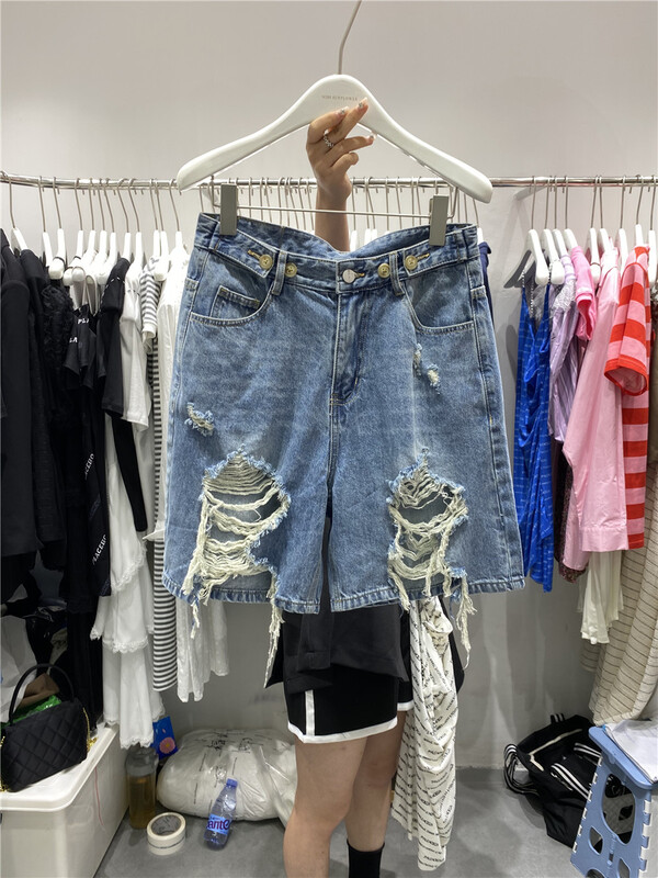 [miss sunflower] Korean version hole breaking five point Cowboy SHORTS 3363# ozq
