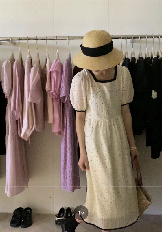 [Susan] square collar wave point temperament dress 18531# LSW